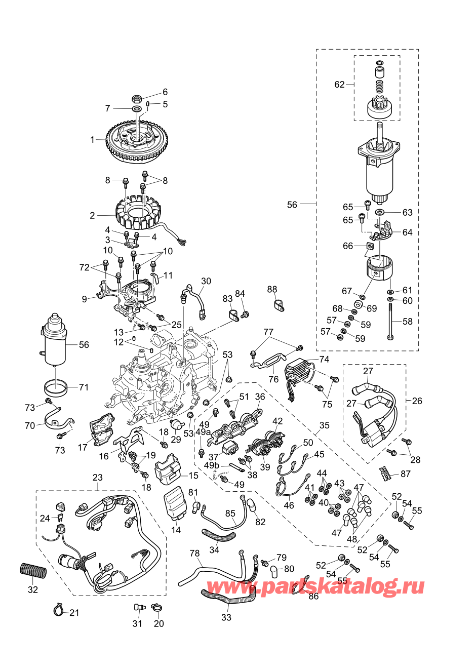 Tohatsu MFS9.9-E (002-21057-0AK) / Fig.07 Магнето / Электрические части 