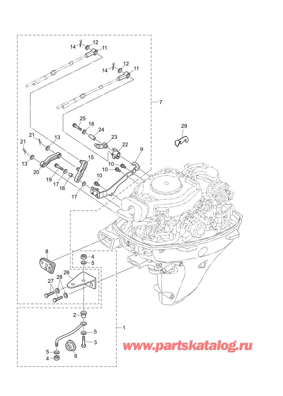 Tohatsu MFS9.9-E (002-21057-0AK) / Fig.14 Запчасти для дистанционного управления 