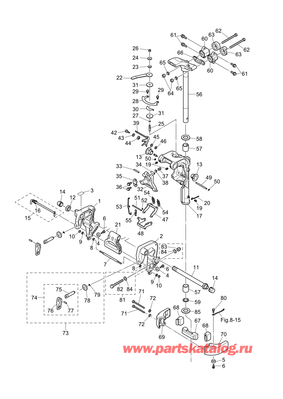 Tohatsu MFS9.9-E (002-21057-0BA) / Fig.10 Кронштейн (ручной) 