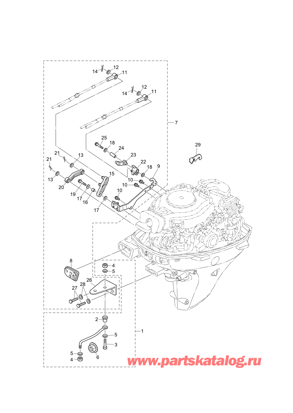 Tohatsu MFS9.9-E (002-21057-0BA) / Fig.14 Запчасти для дистанционного управления 