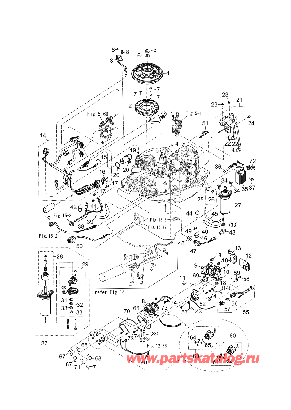 Tohatsu MFS9.9CY EU (002-21061-0BD) / Fig.07 Магнето и электрические части 