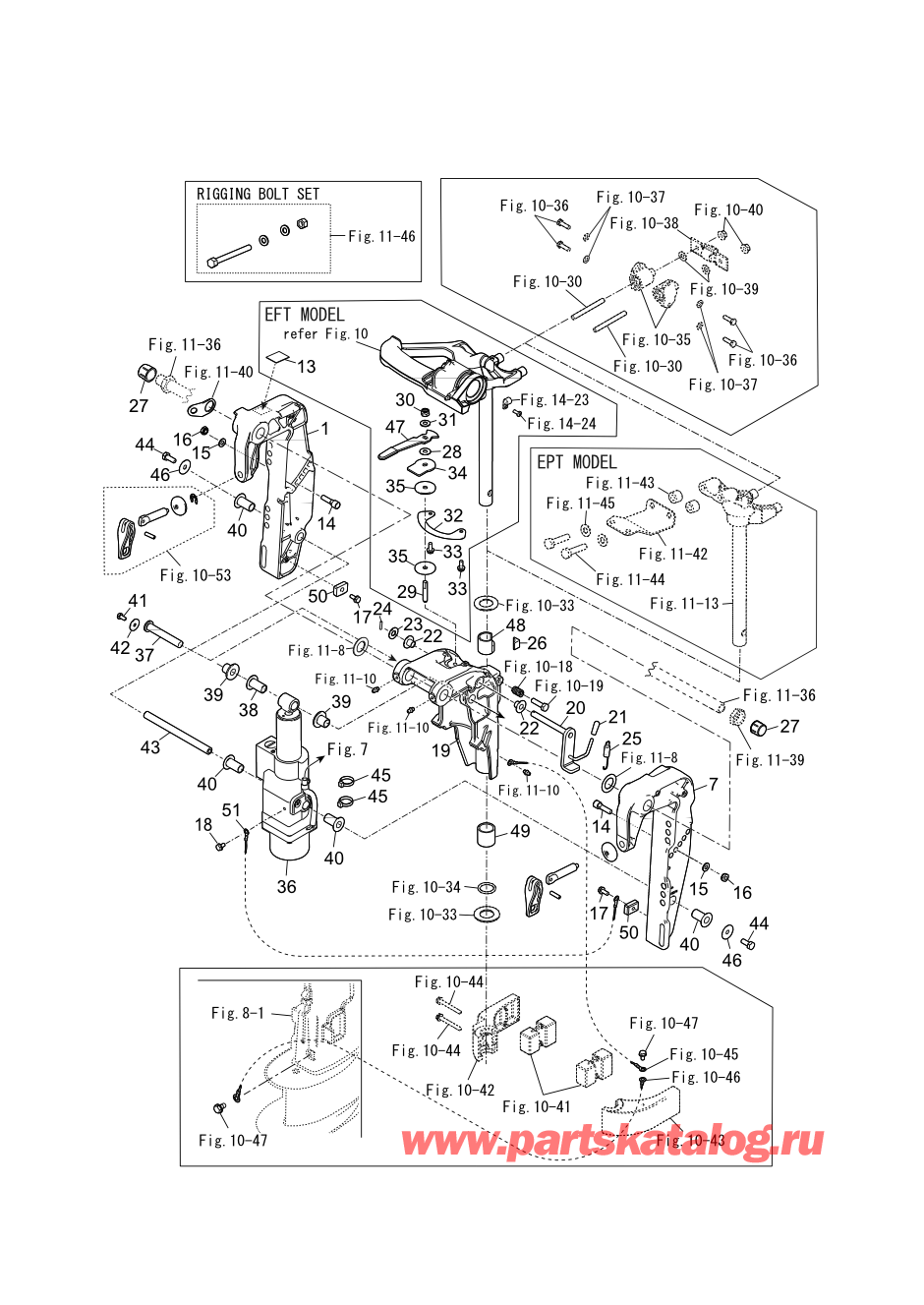 Tohatsu MFS9.9CY EU (002-21061-0BD) / Fig.12 Кронштейн (ptt) (eft / ept Model) 