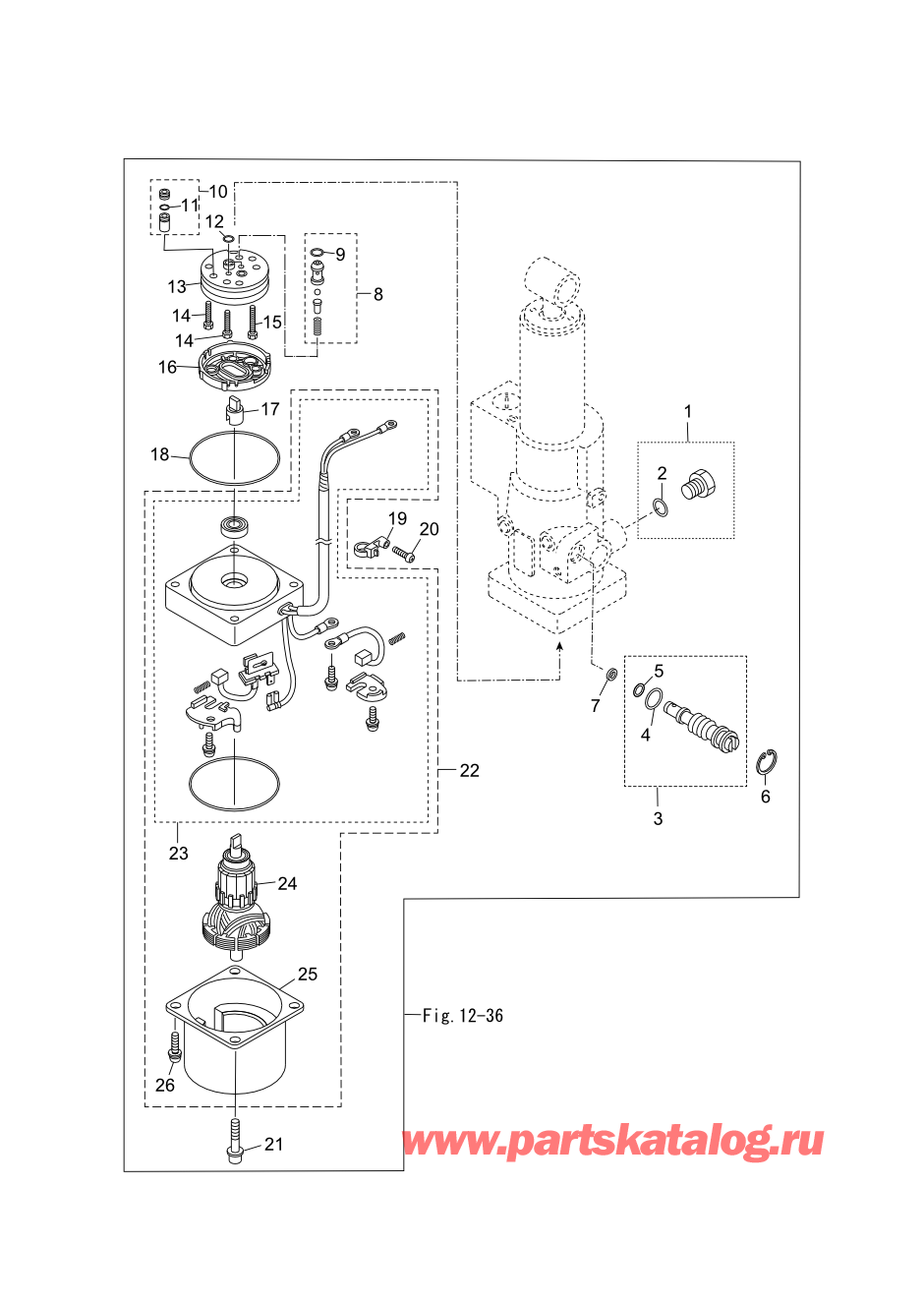 Tohatsu MFS9.9CY EU (002-21061-0BD) / Fig.13 Управление наклоном 