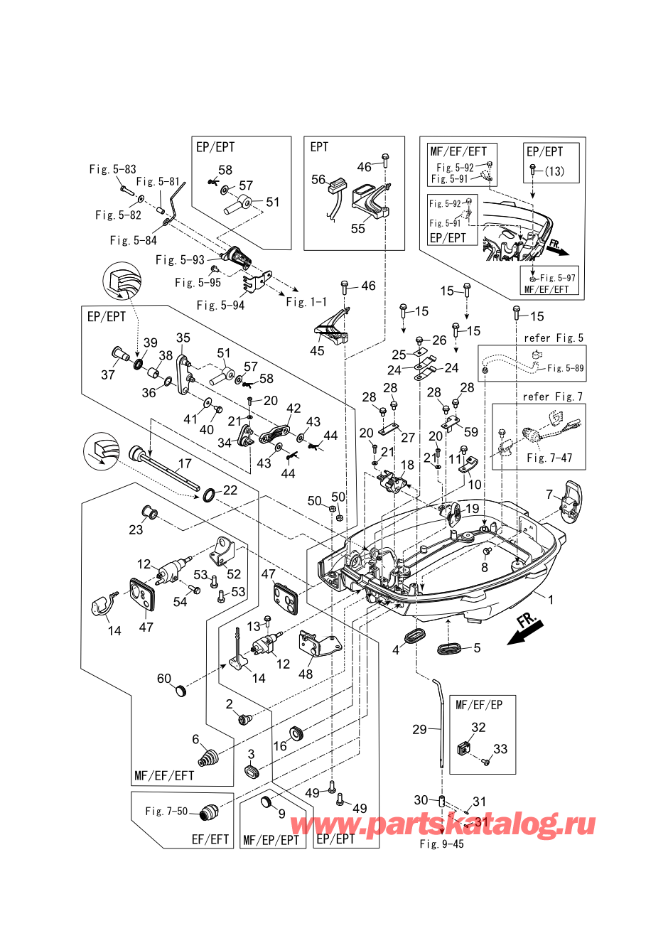 Tohatsu MFS9.9CY EU (002-21061-0BD) / Fig.15 Низ капота / Переключатель 